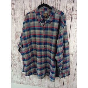 C.E. Schmidt Shirt Men's 2X Multicolor Button-Down Plaid Long Sleeve Cotton